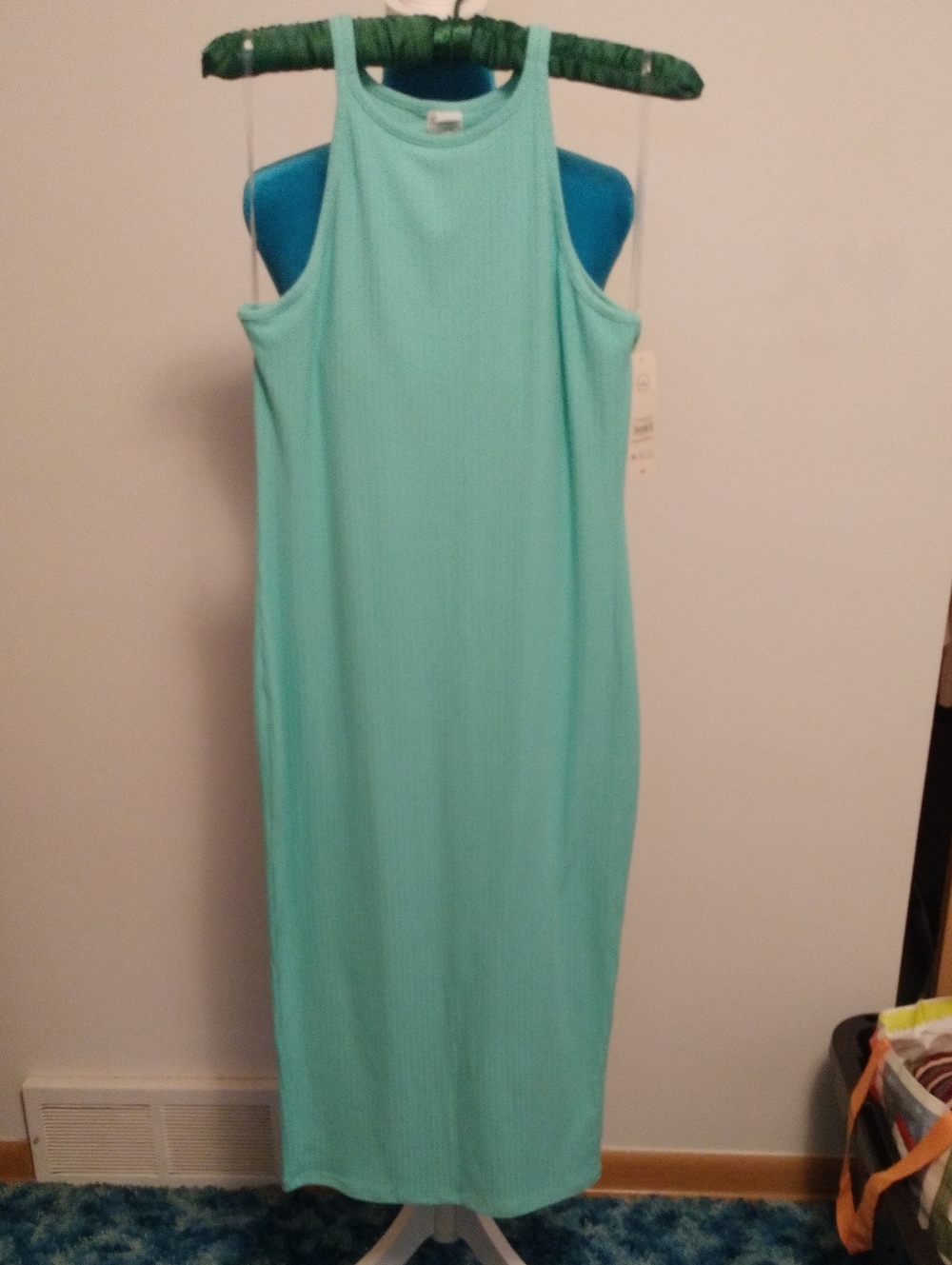 No Boundaries Mint Ribbed Halter Midi Dress